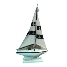 VELERO DE MADERA BCO-AZUL 50 x 30 Cm                           