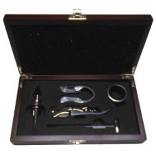 Set Vino 5 Accesorios  Estuche  Madera 23x13cm (108823)        