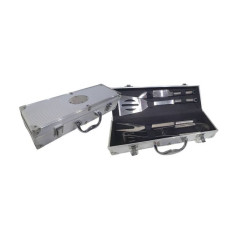 SET ASADO x 4 pcs caja aluminio  37x10.5x7cm (110035)          