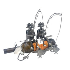 PORTABOTELLAS METAL 2 GATOS PESCANDO 33x20cm                   