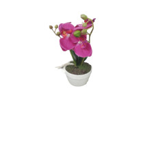 FLOR EN MACETA CERAMICA ORQUIDEA LILA 23 Cm                    