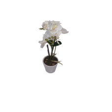 FLOR  MACETA CERAMICA ORQUIDEA BLANCA 32 Cm                    