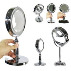 ESPEJO DOBLE X5  LED 20 METAL C/PIE 15x29 cm                   