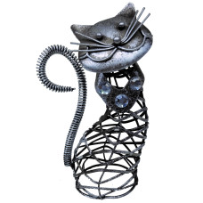 GATO ARTESANAL EN METAL c/STRAS 19X9 Cm                        