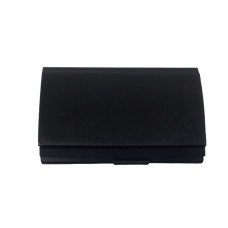 TARJETERO METAL FORRADO CUERINA NEGRO9x6 cm                    