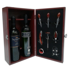 SET VINO 2 bot x 8 p TERM MADERA 35X21X11cm                    