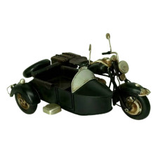 ADORNO METAL MOTO SIDECAR NEGRA 19x14x10cm                     