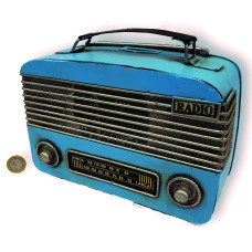 ADORNO METAL RADIO ANTIGUA AZUL 23x9x17cm                      