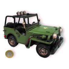 ADORNO METAL JEEP VERDE 16x9x9cm                               