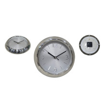 RELOJ PARED METALICO ACERO 22 cm MARCO CURVO (500309)          