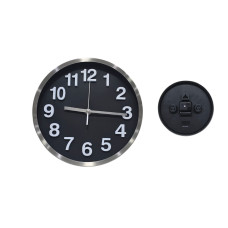 RELOJ PARED MET ACERO 25 CM FONDO NEGRO N* BCO (500316)        