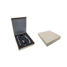 SET ACCESORIOS  X4 VINO CAJA MADERA 13x15cm (500396)           