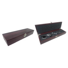 SET ACCESORIOS X4 VINO CAJA MADERA 30x9x4.5cm (500398)         